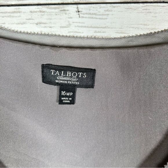 Talbots Silver Gray Gunmetal Bling Holiday Sequin V-Neck Cami Tank Sz 16WP - Picture 4 of 8